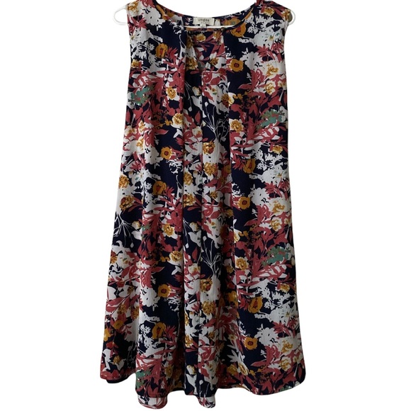 Umgee USA Floral Keyhole Mini Sleeveless Tunic Dress Size Large - Picture 3 of 9